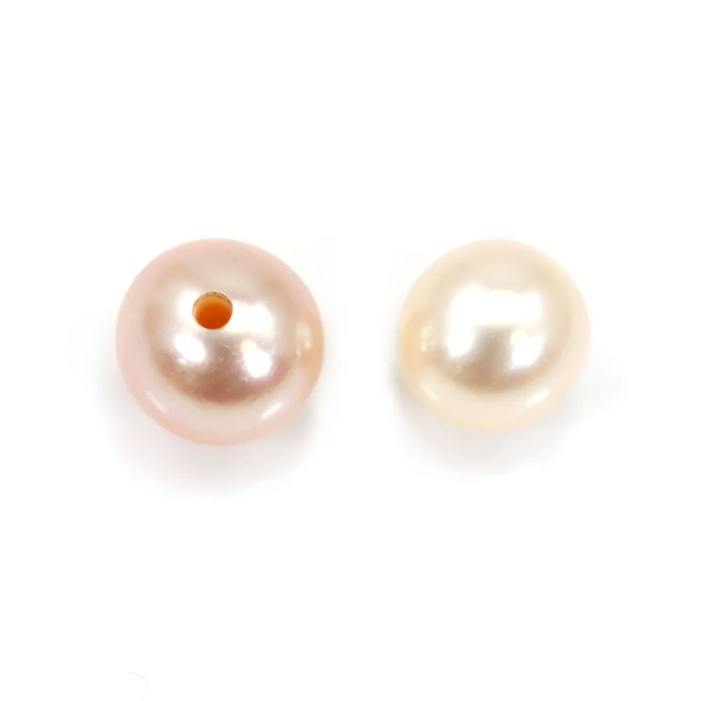 Perle de culture d'eau douce rosé semi-percée ronde 5-5.5mm x 1pc