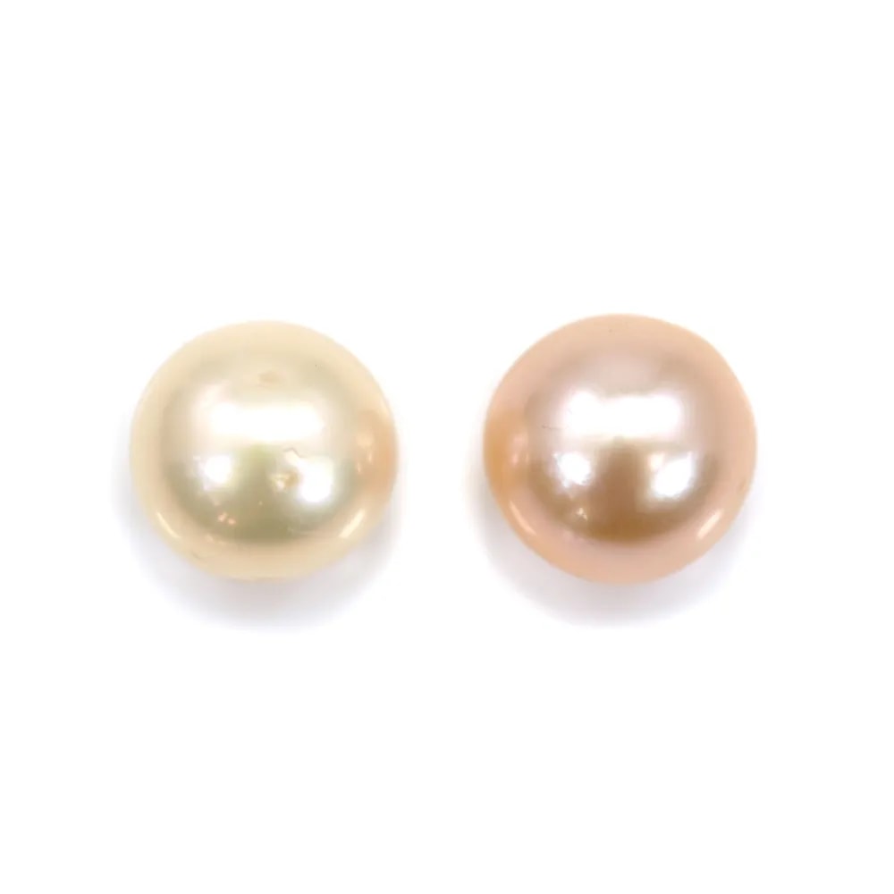 Perle de culture d'eau douce, semi-percée, saumon, ronde, 7-7.5mm x 1pc