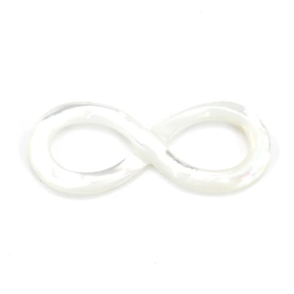 Nacre blanche en 8 de l'infini 12x30mm x 1pc