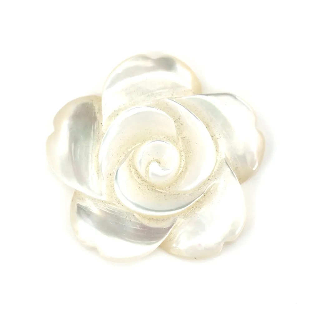 White half-drilled mother-of-pearl flower 20mm x 1pc