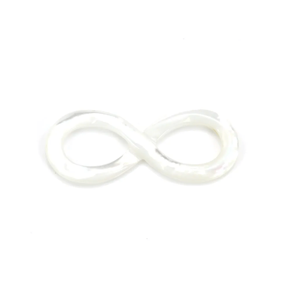 Nacre blanche formant un symbole d'infini 5x15mm x 1pc