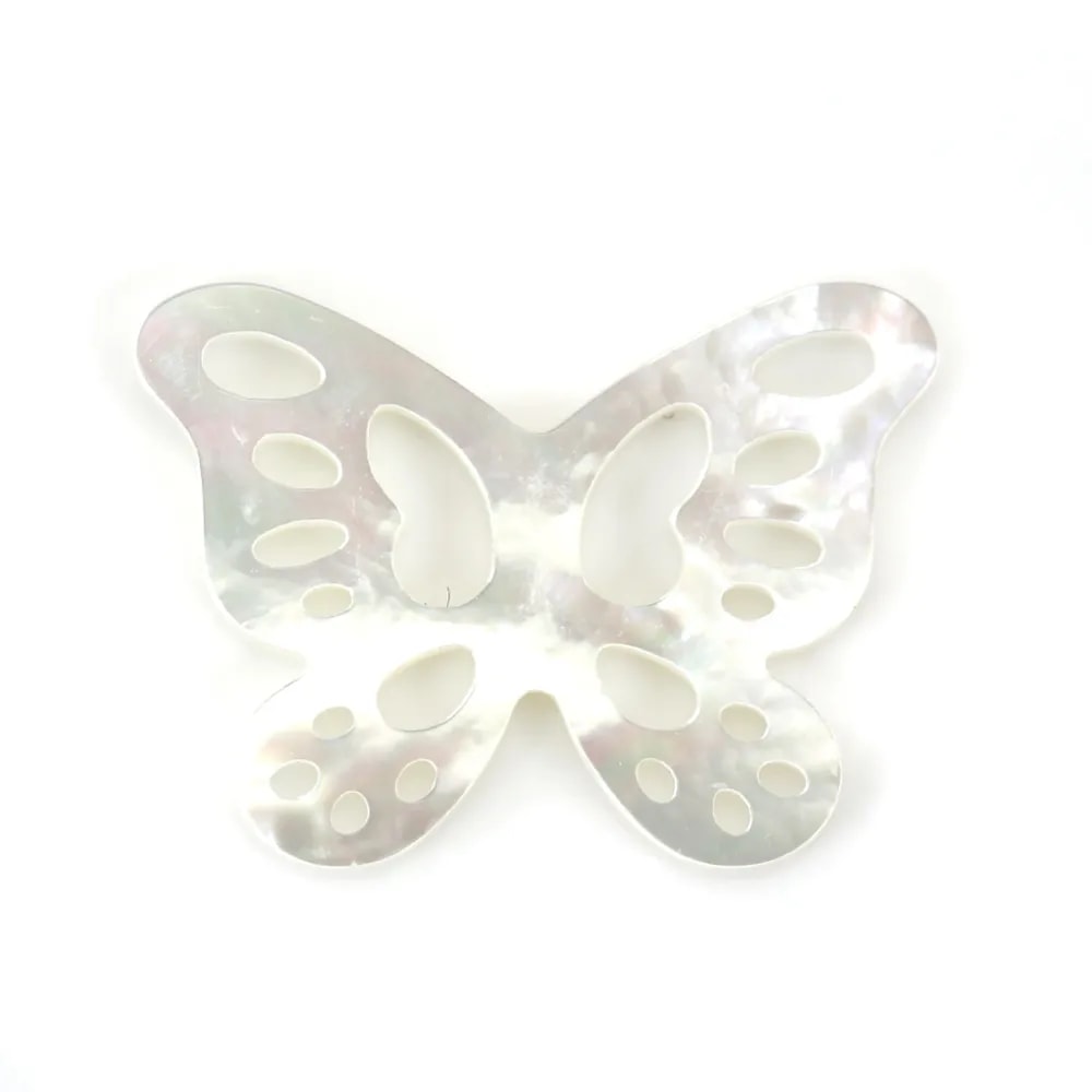 Nacre blanche en papillon, ajourée 14x19mm x 1pc
