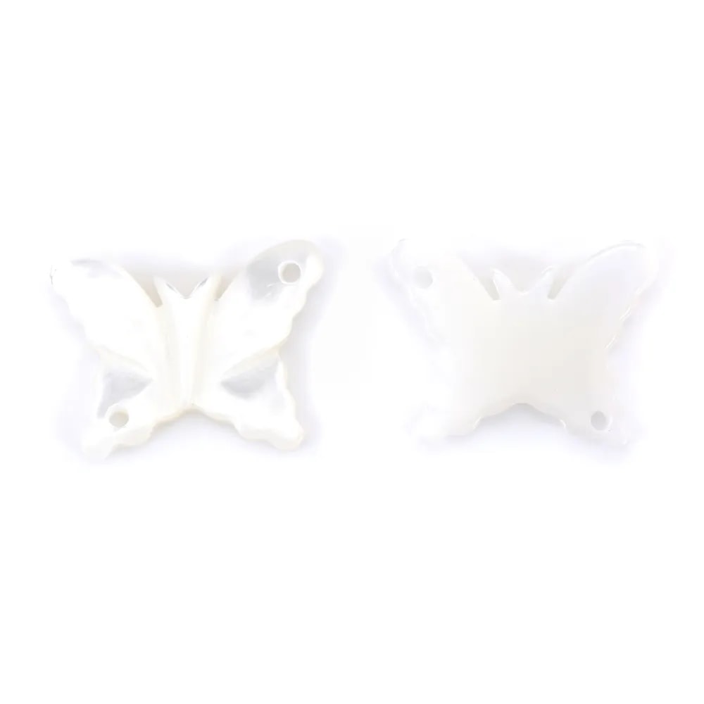 Nacre blanche en forme de Papillon 9x12mm x 1pc
