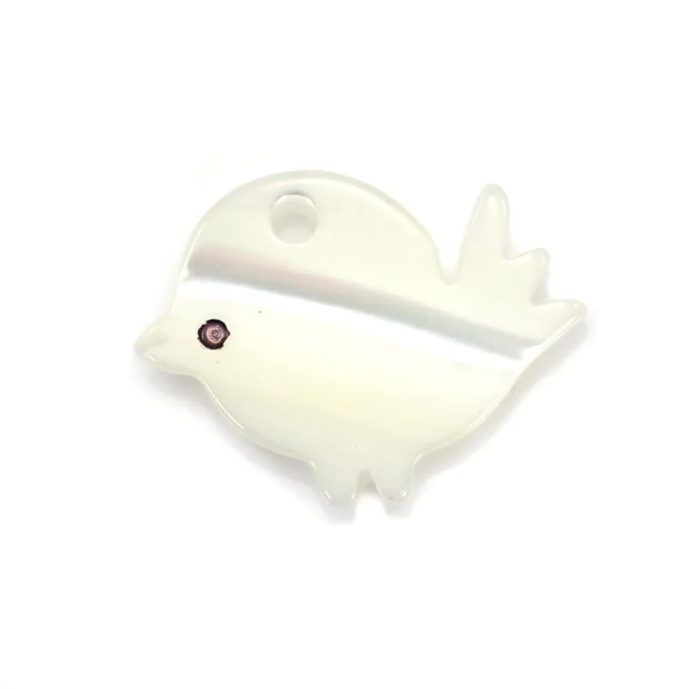 White mother-of-pearl bird 9x9mm x 1pc 
