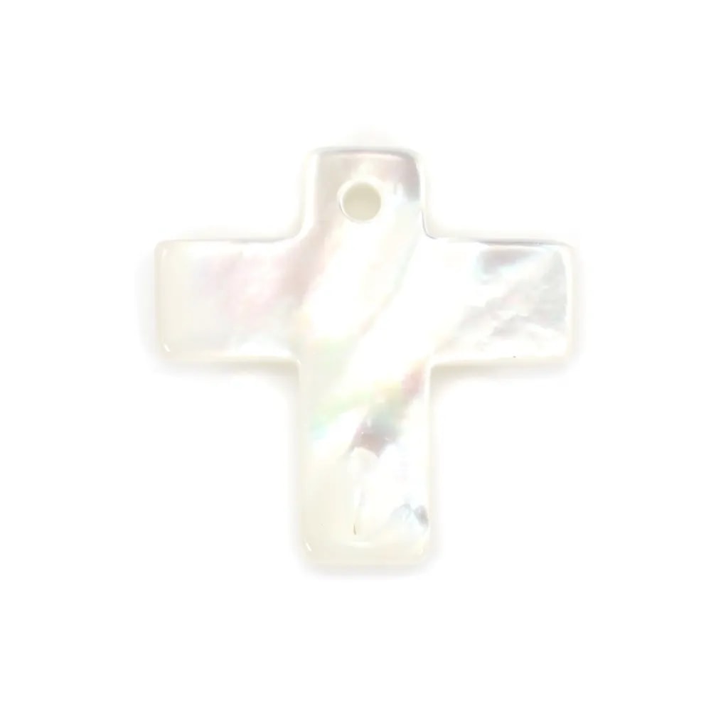 Nacre blanche en forme de croix 11x11mm x 1pc