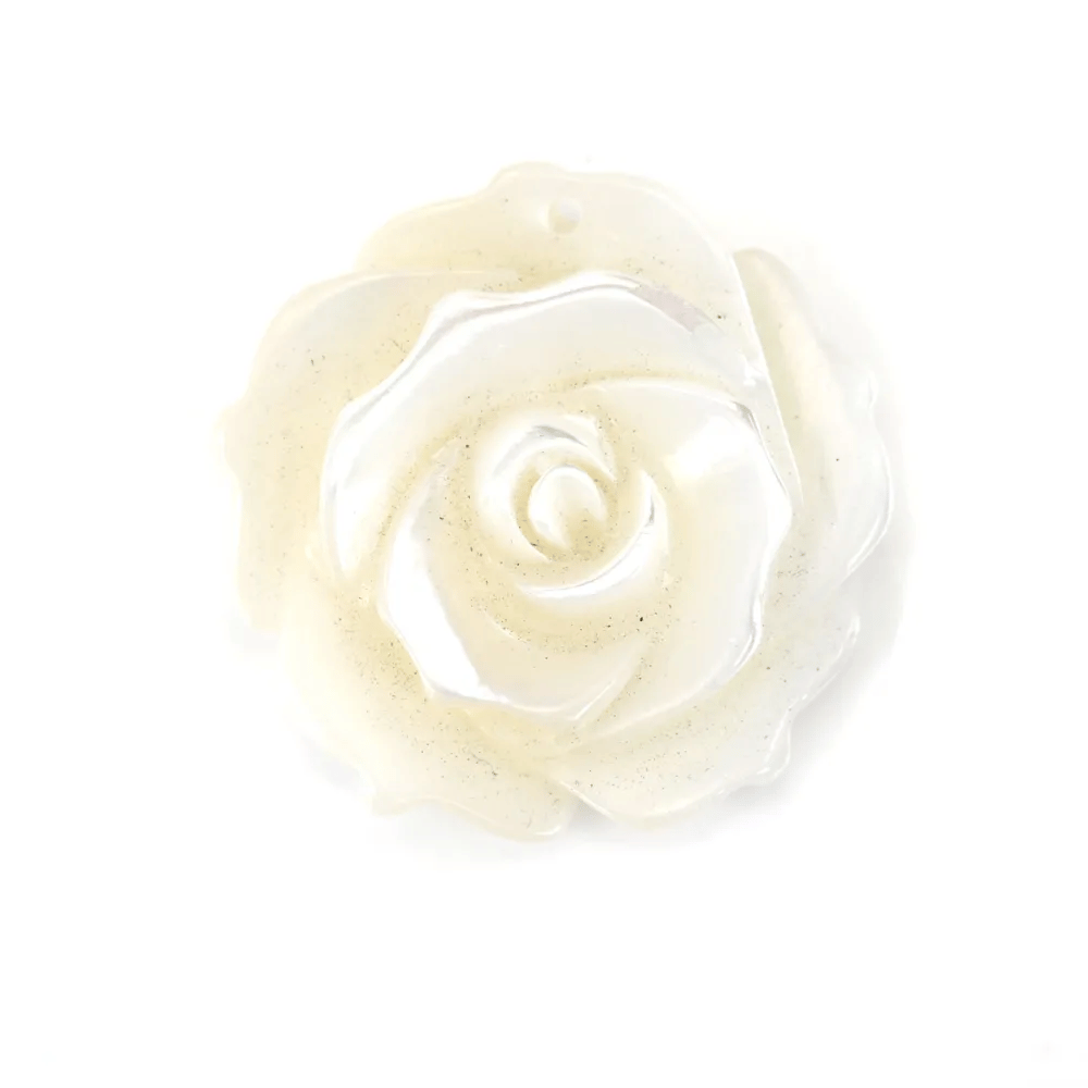 Nacre blanche en rose semi-percée 20mm x 1pc