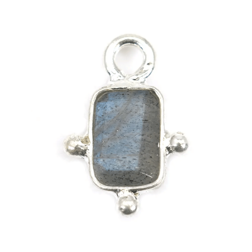 Labradorit Charm rechteckig gefasst 925er Silber 8x12mm x 1Stk