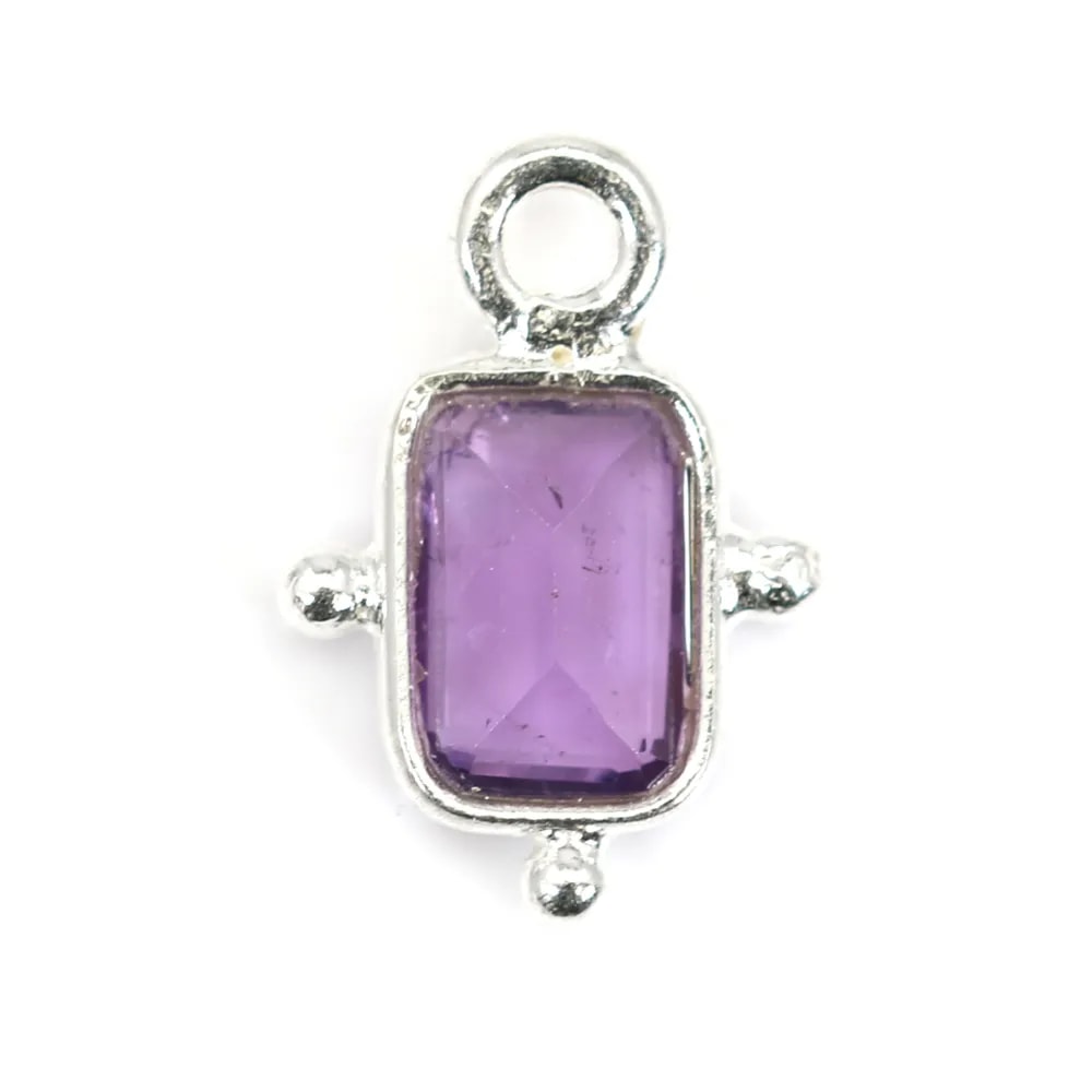 Encanto amatista rectángulo en plata 925 8x12mm x 1pc