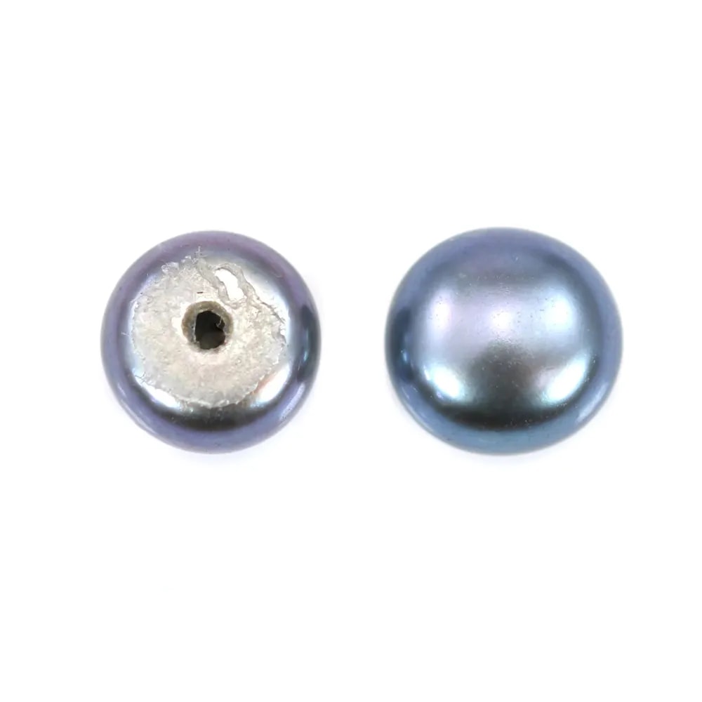 Perle de culture d'eau douce, semi-percée,  bleue foncée, bouton, 5-5.5mm  x 1pc