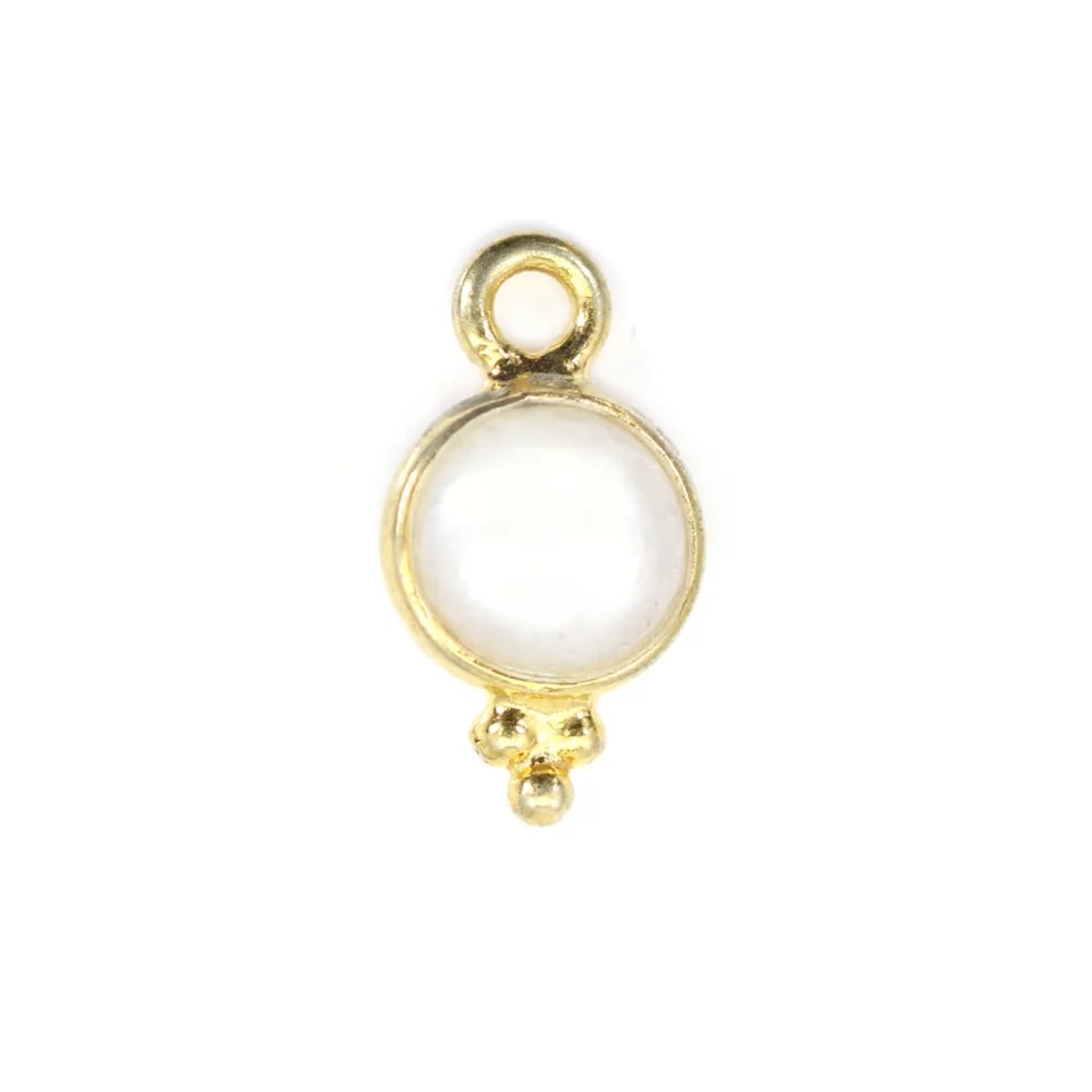 Charm rotondo di perle d'acqua dolce in argento 925 ORO 7x13 mm x 1 pezzo