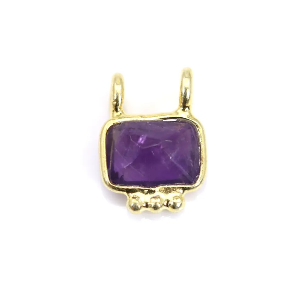 Ametista rettangolo in argento dorato 925 - 2 anelli - 8x10mm x 1 pezzo