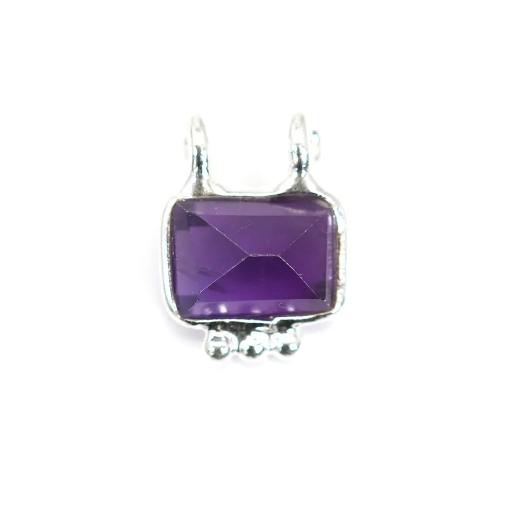 Ametista rettangolo in argento 925 - 2 anelli - 8x10mm x 1 pezzo