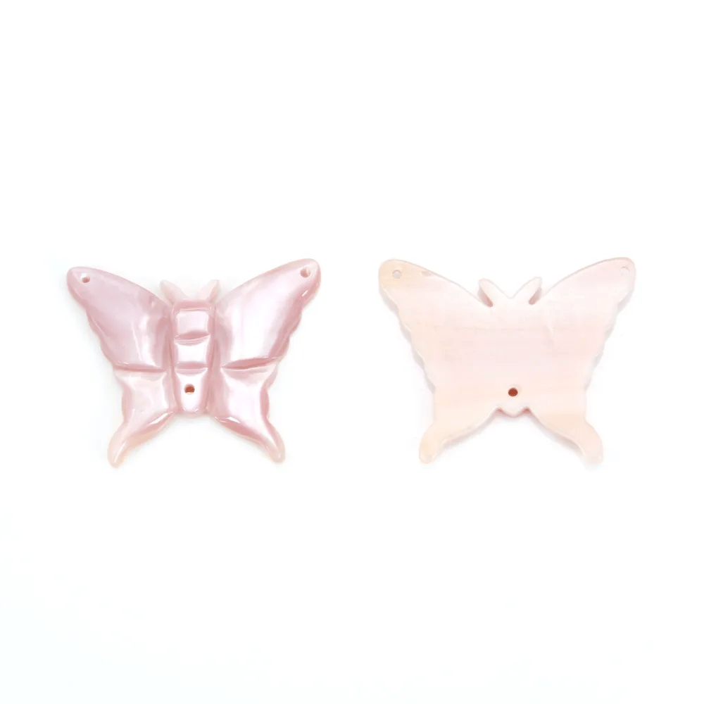 Nacre rose en forme de papillon 21x26mm x 1pc