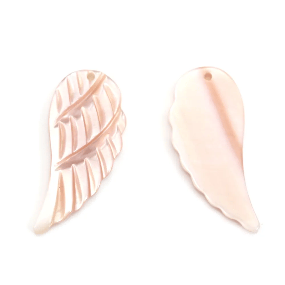 Nacre rose en forme d'aile 10x22mm x 1pc