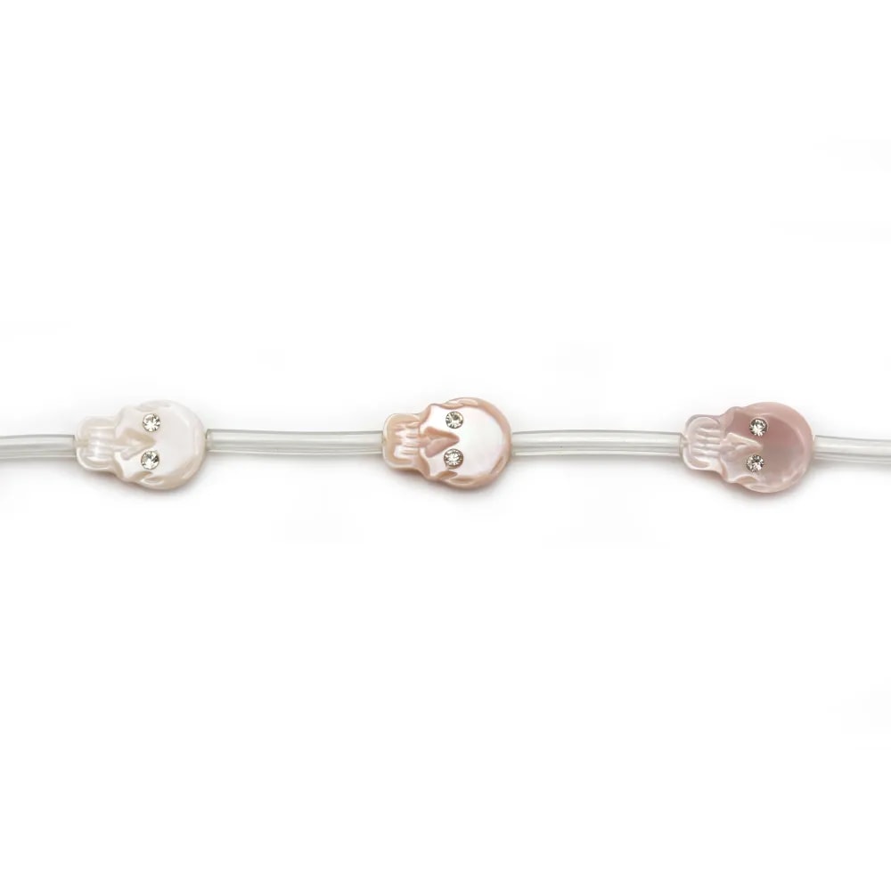 Tête de mort en nacre rose 8x12mm x 1pc