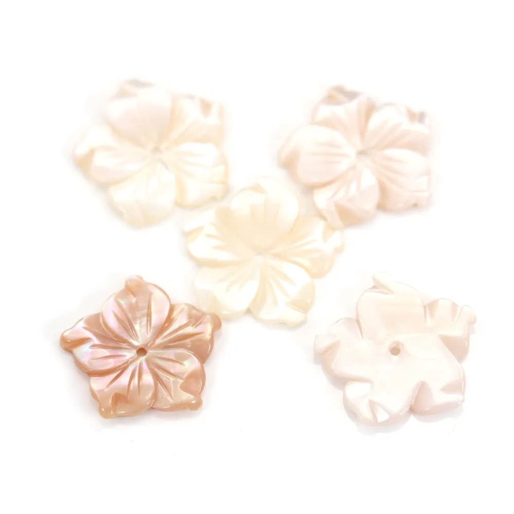 Pink mother-of-pearl 5 petal flower 15mm x 1pc
