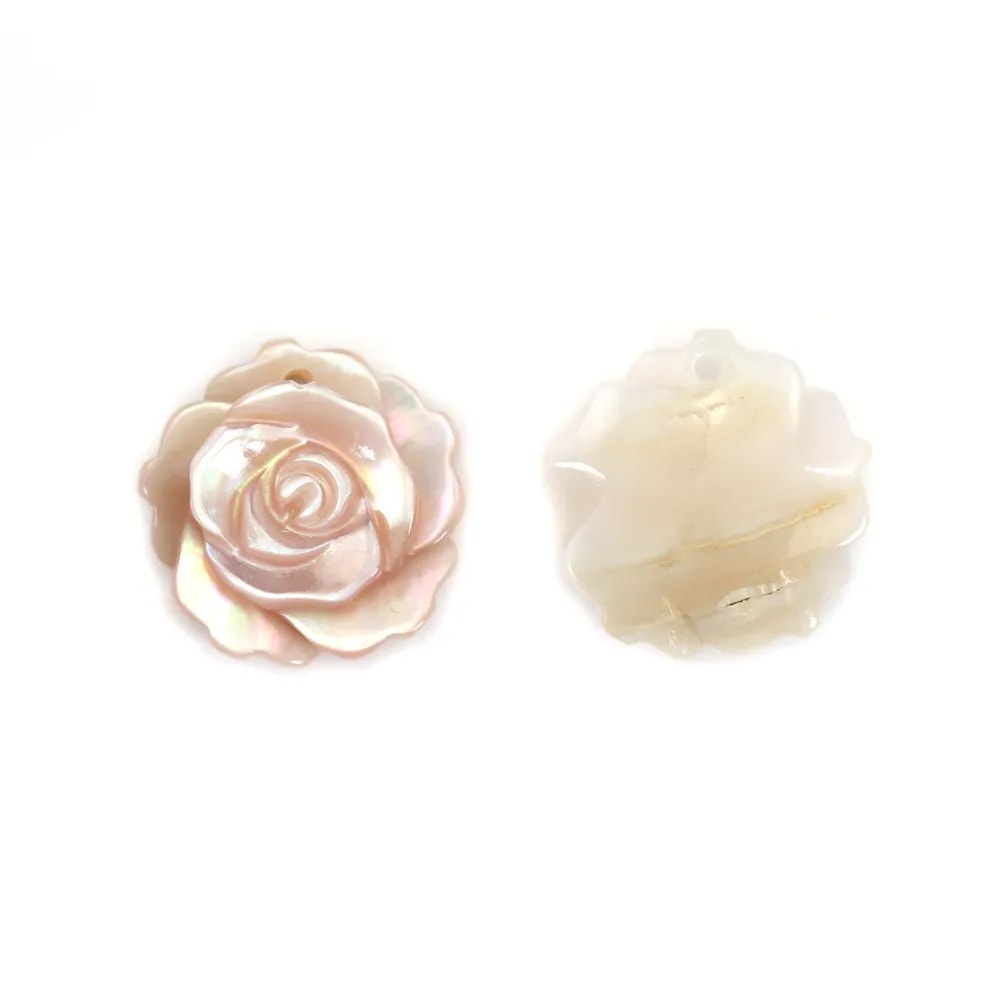 Nacre rose en forme de rose 12mm x 1pc