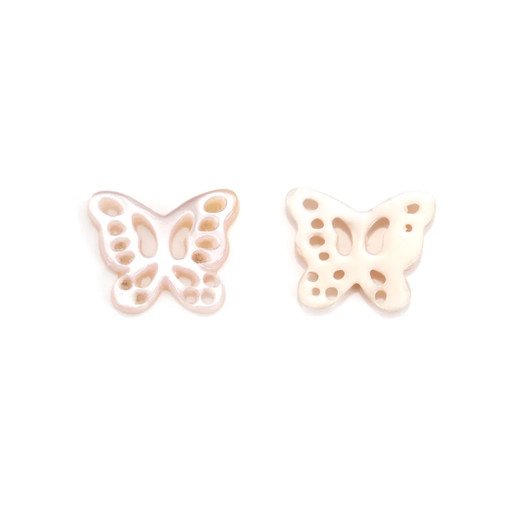 Nacre rose ajourée en forme de Papillon 9.5x11.5mm x 1pc