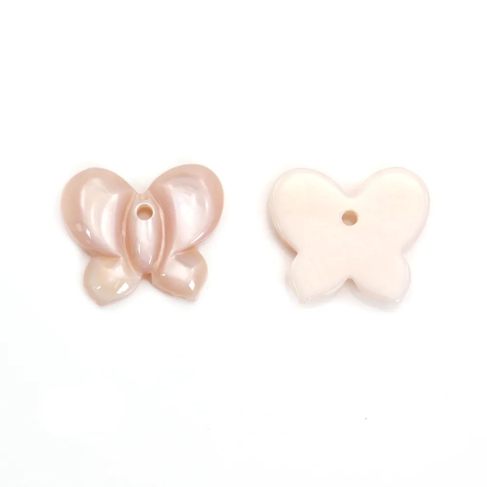 Nacre rose en forme de papillon 10x12mm x 1pc