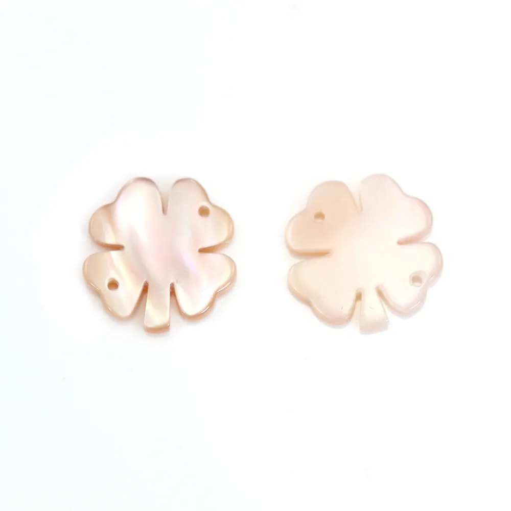 Nacre rose en forme de trèfle à 4 feuilles 13mm x 1pc