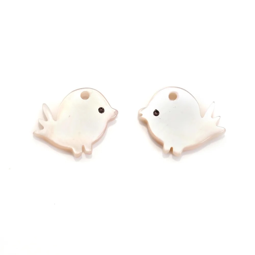 Pink mother-of-pearl bird 9x9mm x 1pc 