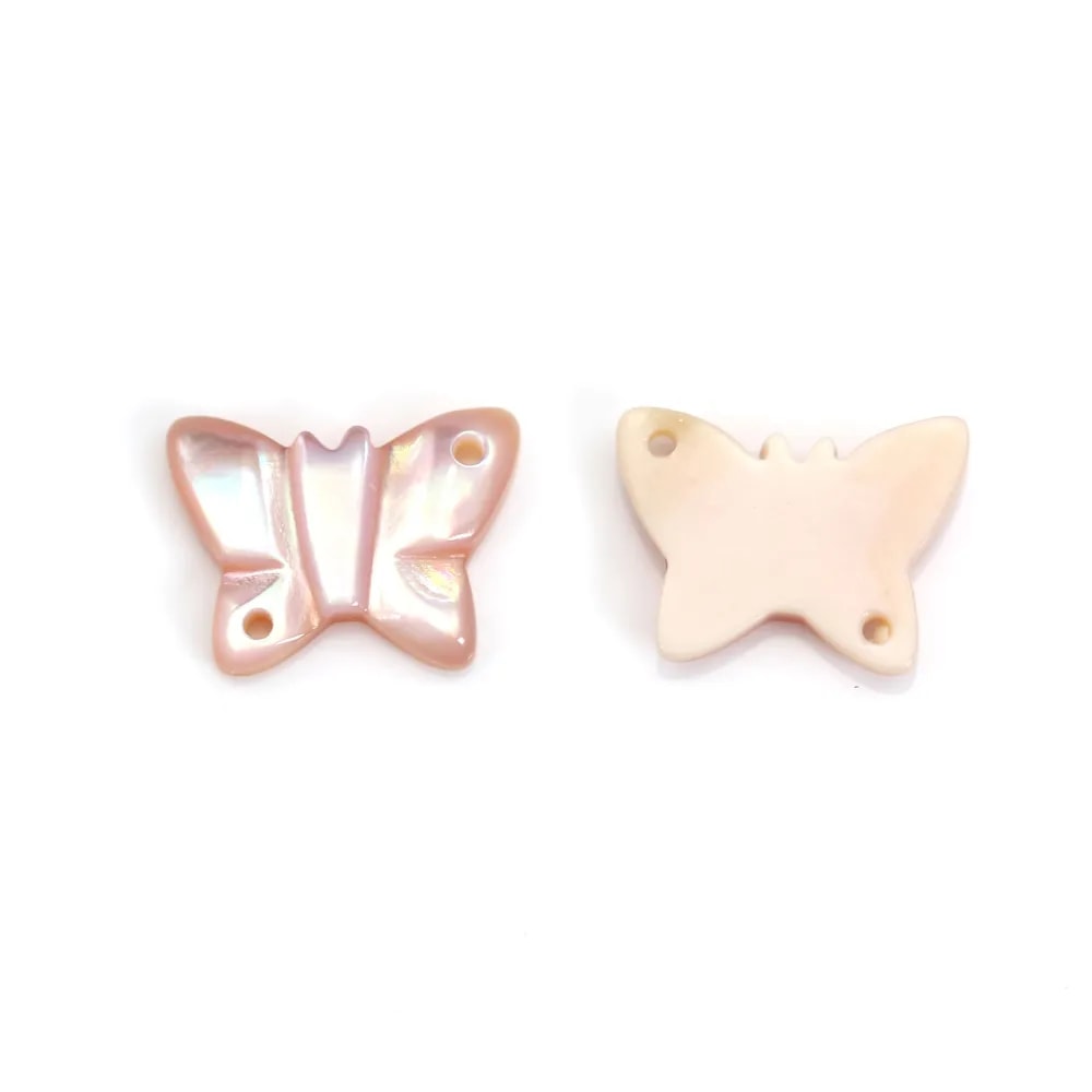 Nacre rose en forme de papillon 9x12mm x 1pc