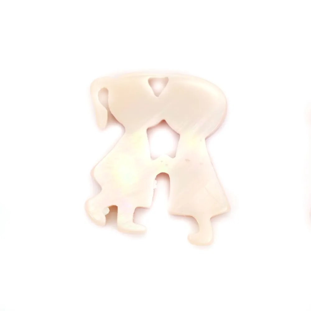 Nacre rose en forme de couple d'amoureux 14x16mm x 1pc