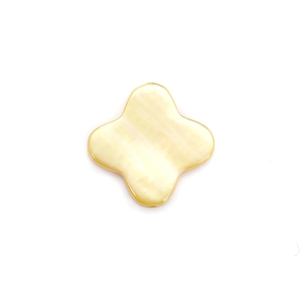 Yellow mother-of-pearl clover beads 12mm x 2pcs