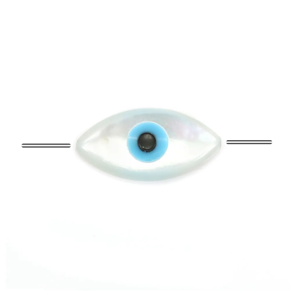 Nazar (blue eye) made of white mother-of-pearl 5x10mm x 1pc