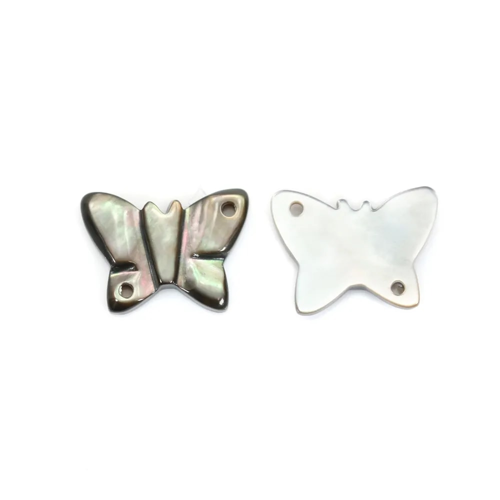 Nacre grise en forme de papillon 9x12mm x 1pc