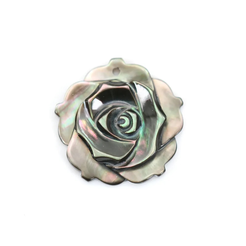 Nacre grise en forme de rose 15mm x 1pc