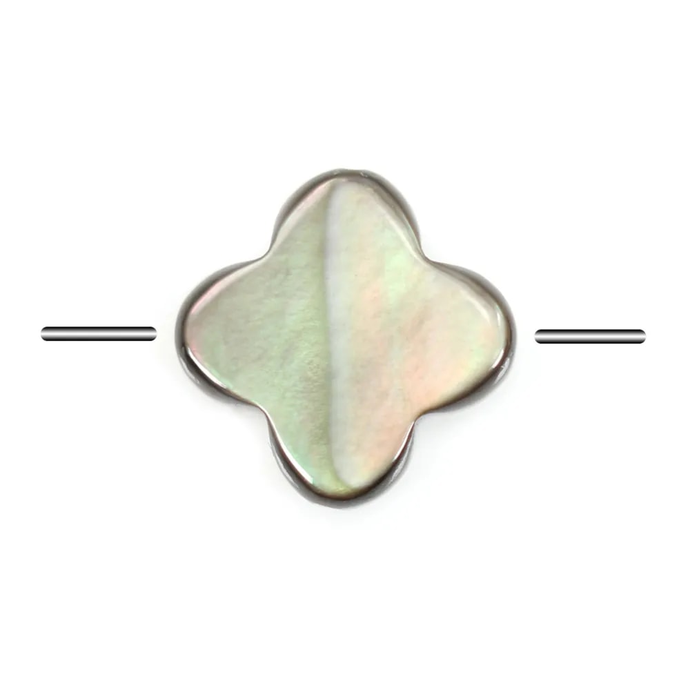 Nacre grise en forme de trèfle 10mm x 4 pcs