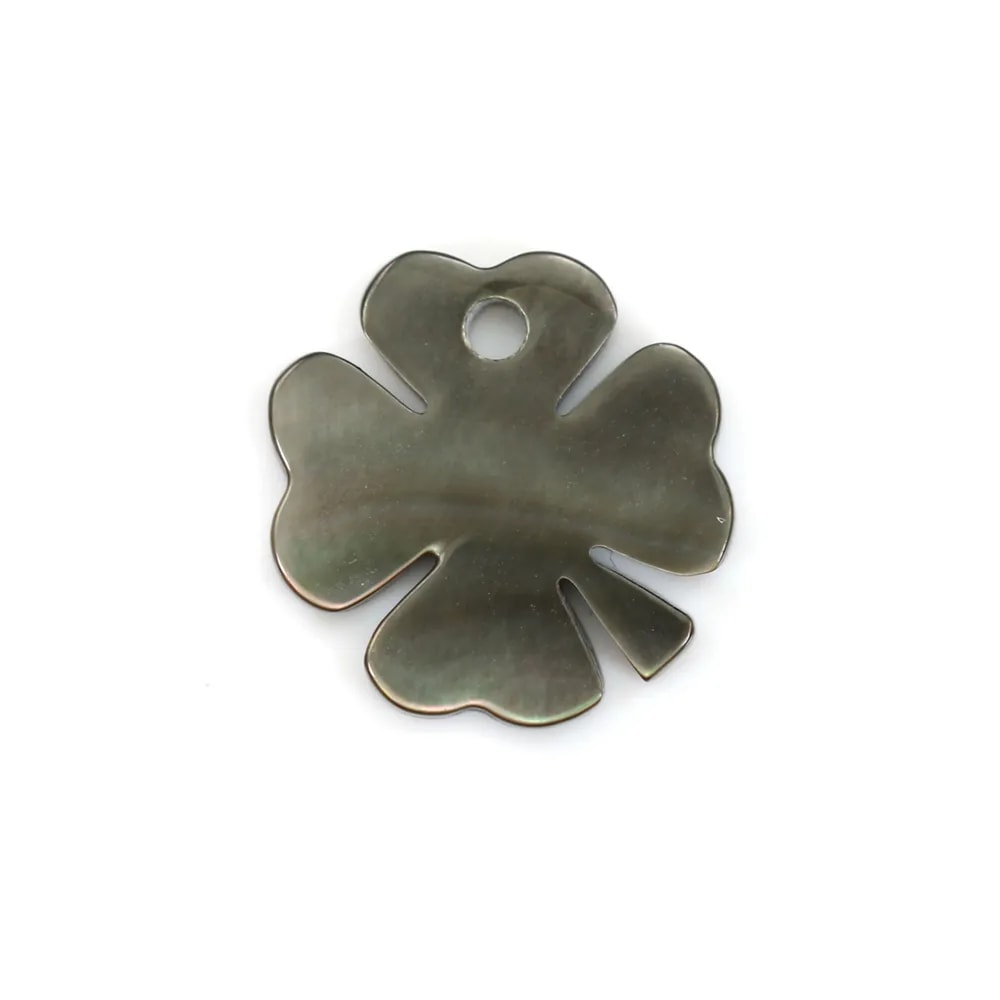 Nacre grise en forme de trèfle à 4 feuilles 10mm x 1pc