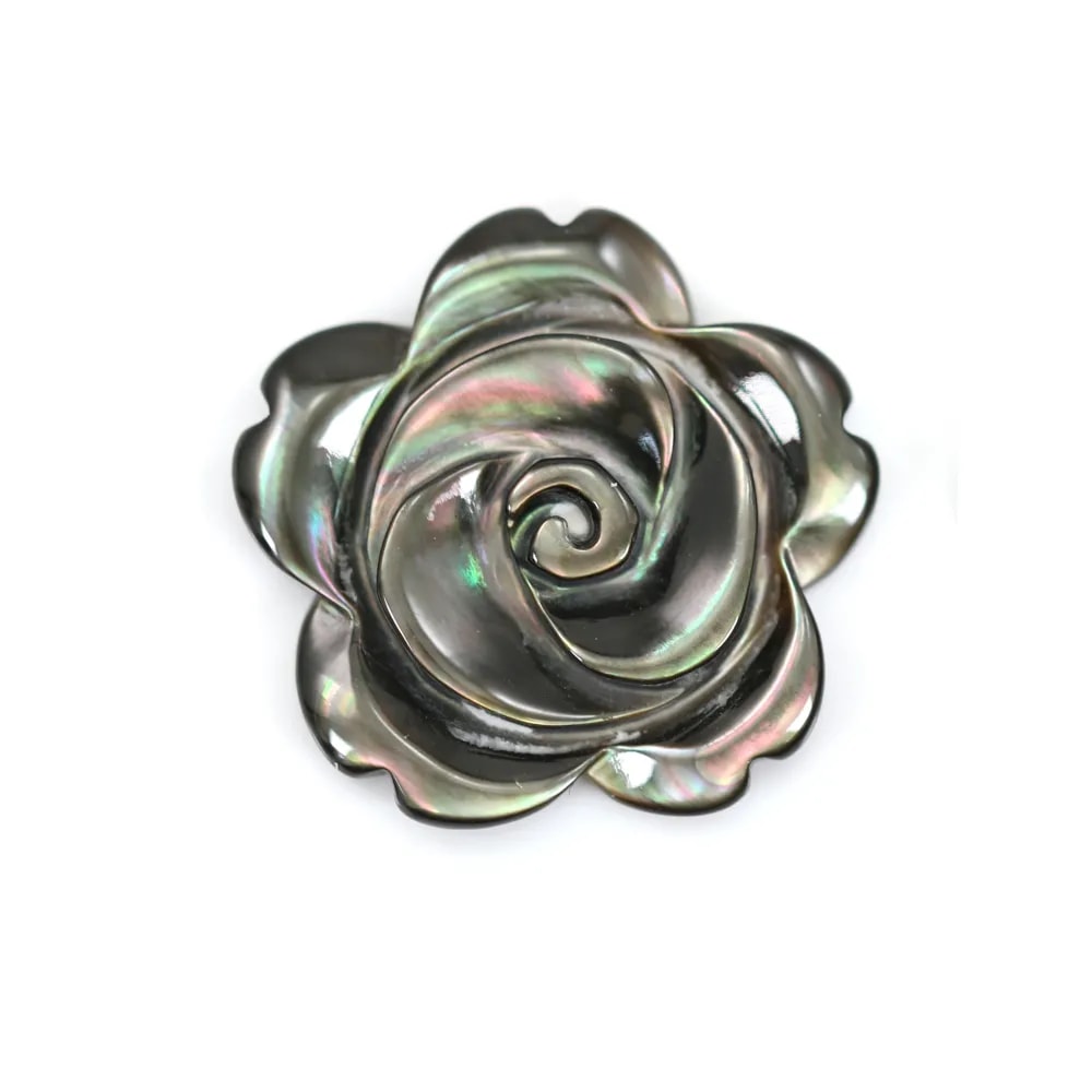Nacre grise semi-percée en forme de fleur 20mm x 1pc