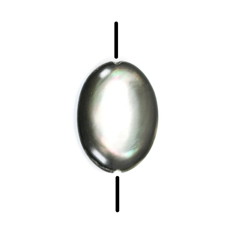 Nacre grise en forme d'oval bombé 12x16mm x 4 pcs