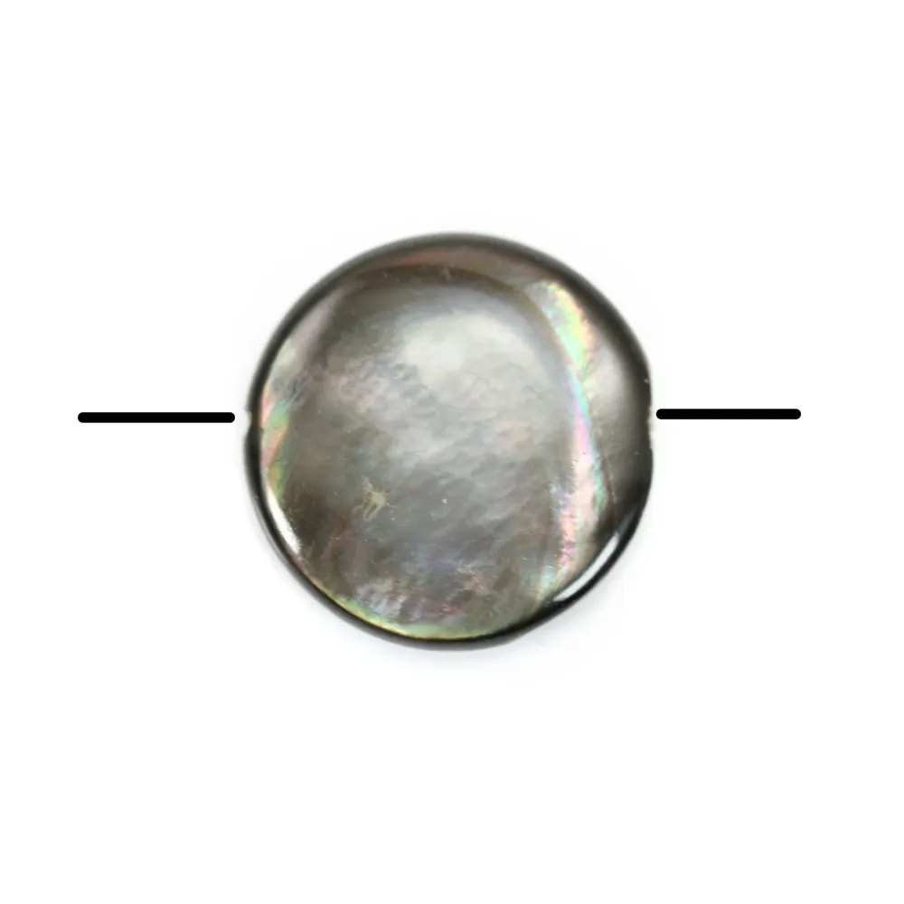 Nacre Grise en Forme de Rond Plat Bombé 20mm x 2pcs