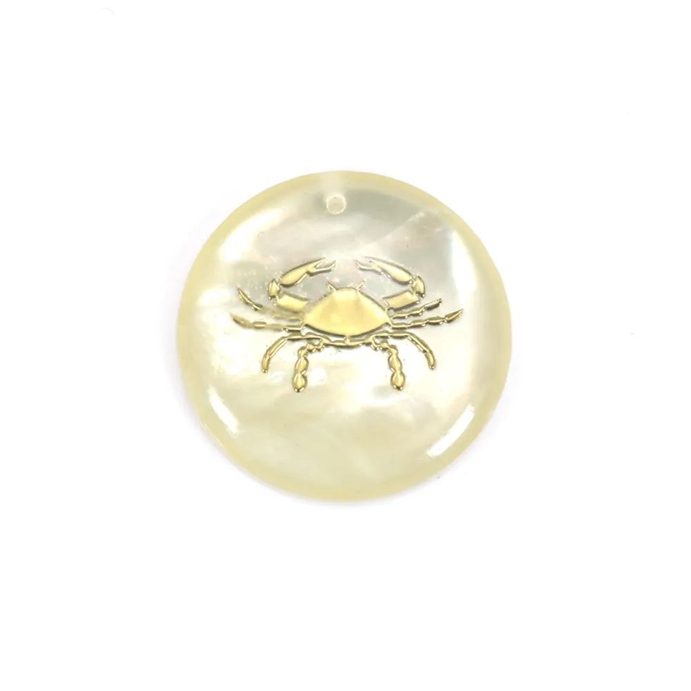 Pendant Cancer mother of pearl 20mm x 1pc