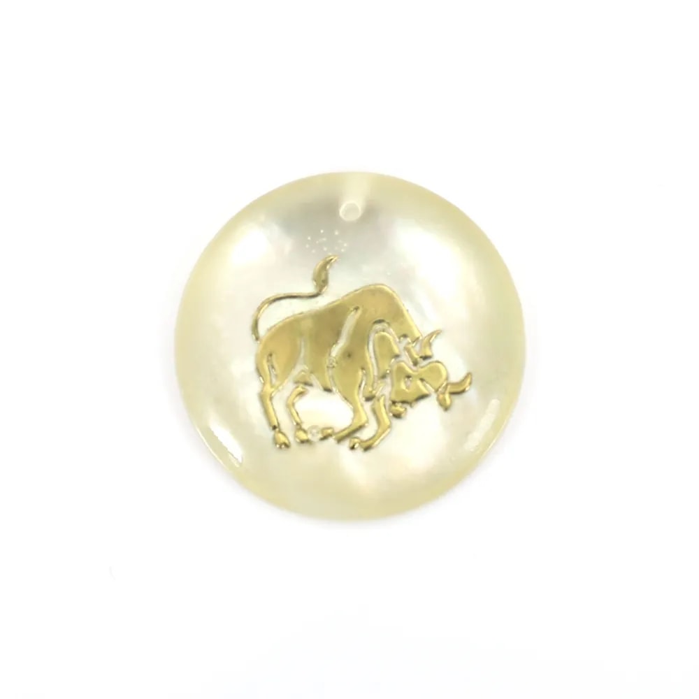 Pendant Taurus mother of pearl 20mm x 1pc