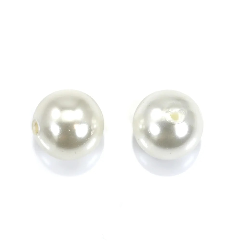 Perle nacrée blanche semi-percé x 2pcs