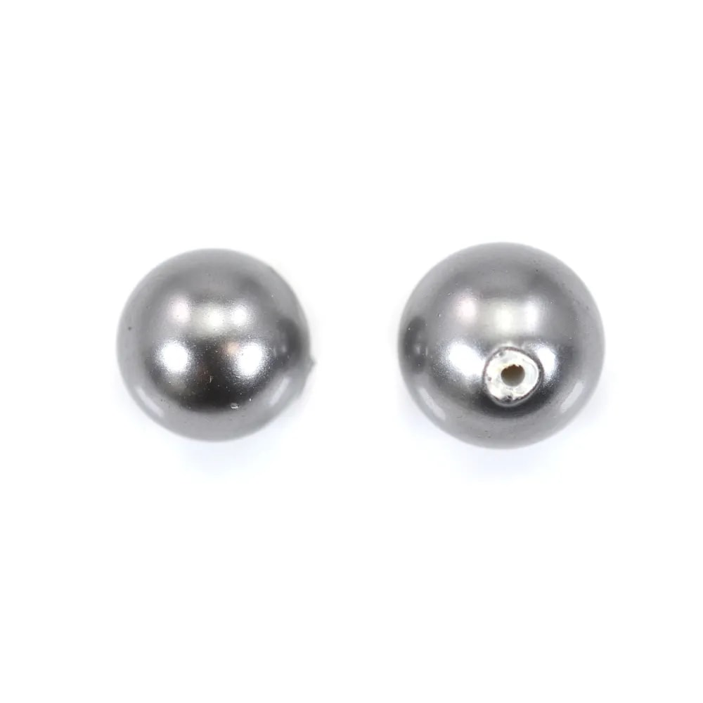 Black agate, half drilled, round 10mm x 2pcs