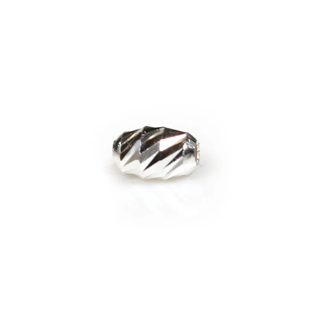 Perle striée, en argent 925, en forme d'olive, 3x4.5mm x 10pcs