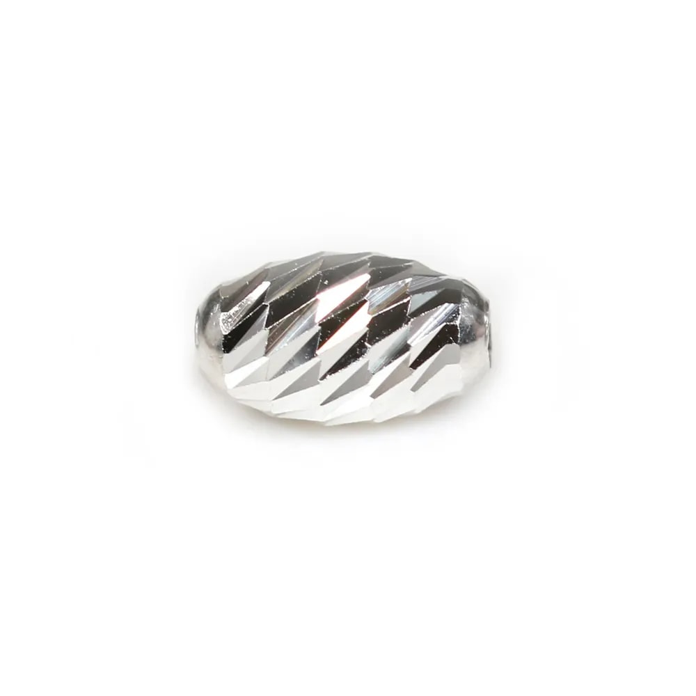 Perle striée, en argent 925, en forme d'olive, 4x6.5mm x 4pcs