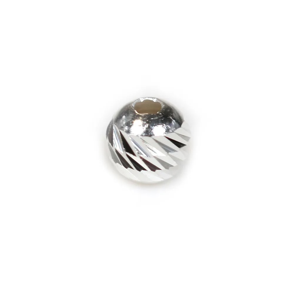 Boule striée, en forme de ronde facette, 4mm x 5pcs