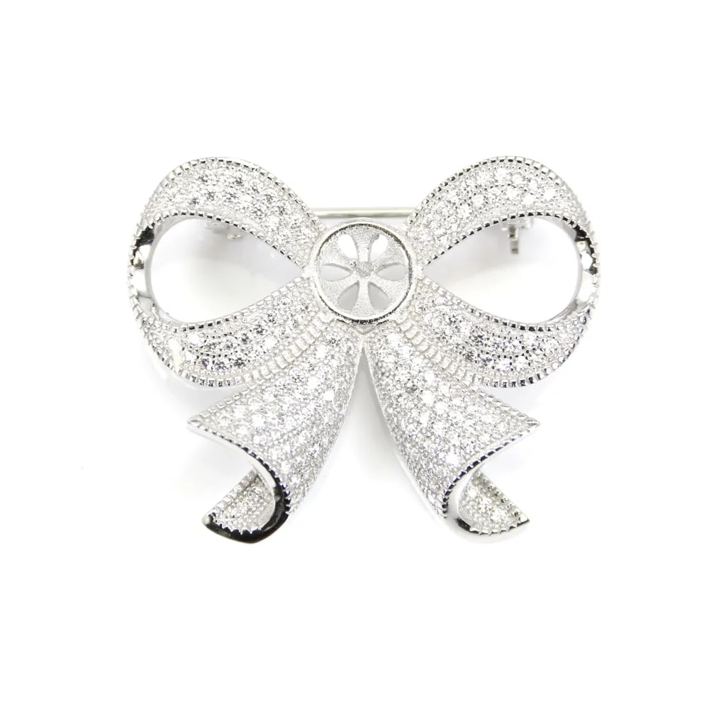 Argent 925 zirconium épingle à broche 30x37mm x 1pc