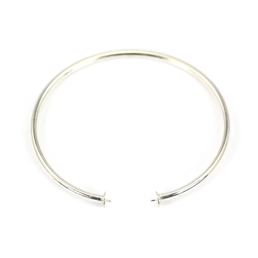 925 sterling silver 58mm flexible bangle for half-driled beads x 1pc