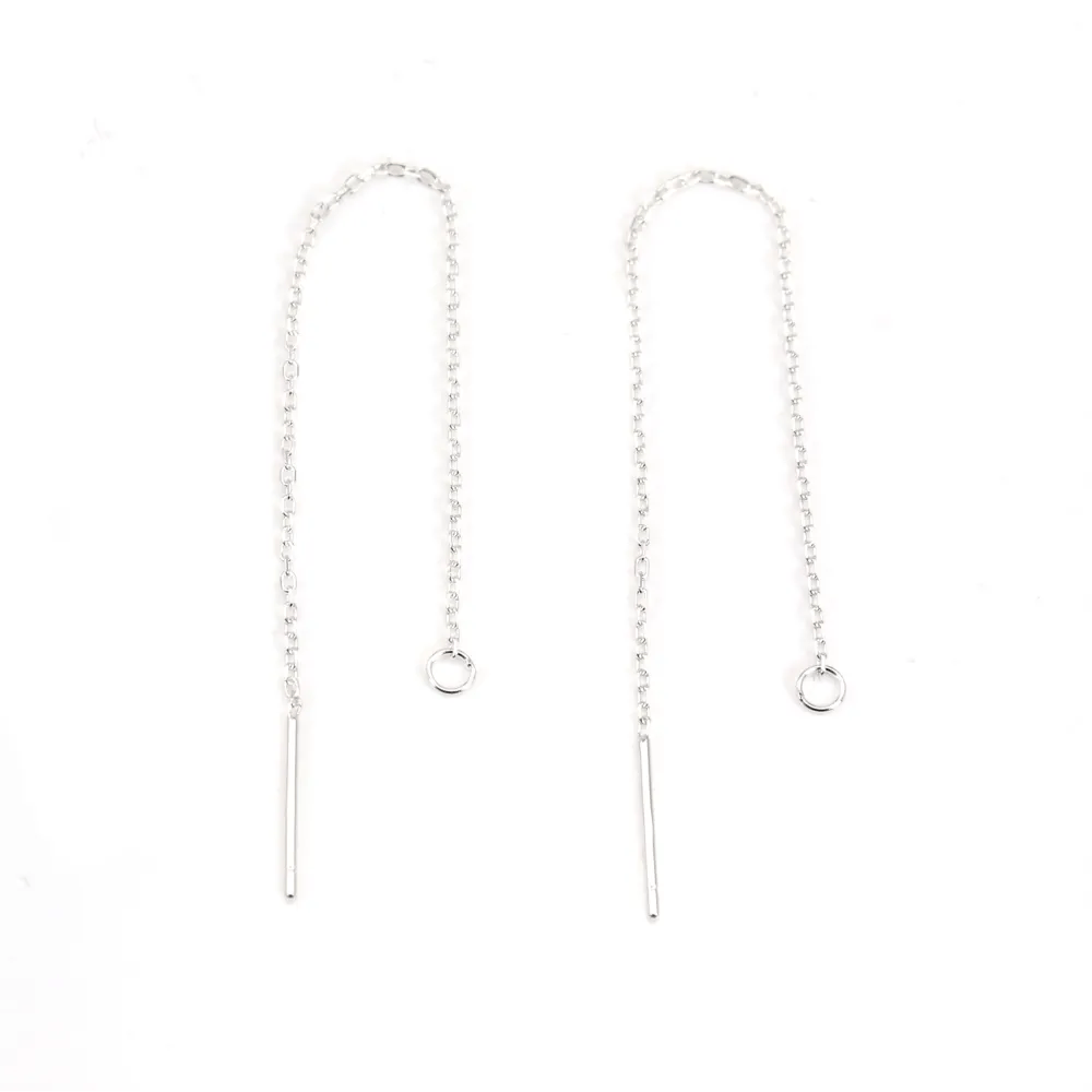 Chainettes d'oreilles anneaux ovale 1.0x75mm argent 925 x 2pcs 