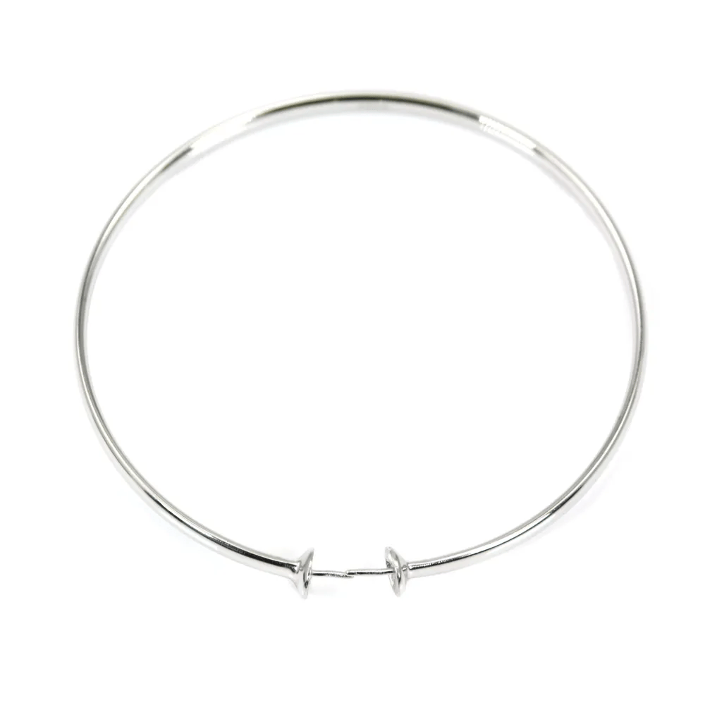 Verstellbares Armband flacher Ring für Perle halb durchbohrt Silber rhodiniert x 1St