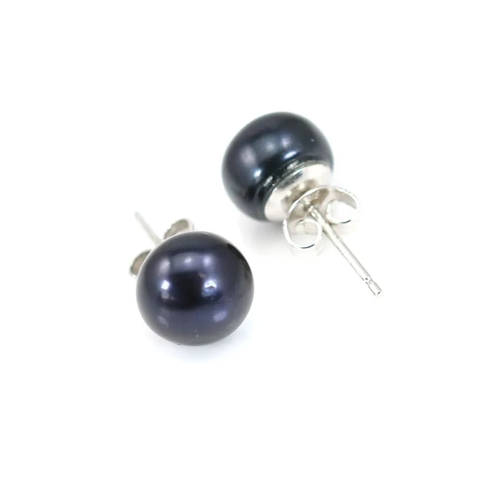 Earrings : gray freshwater pearl &  silver 925   9-10mm x 2pcs