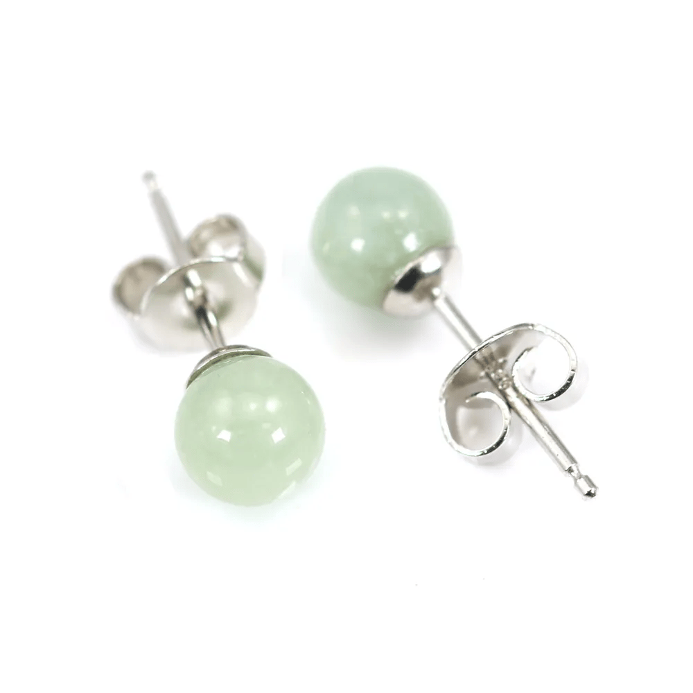 Boucles d'oreilles argent 925 jade 6mm  x 1pc