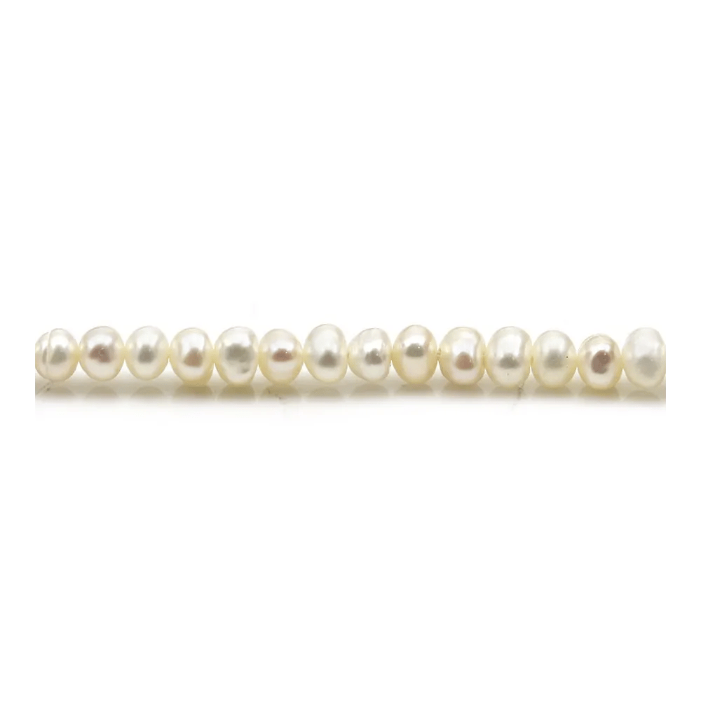 Perles d'eau douce blanche ovale 4mm x 40cm